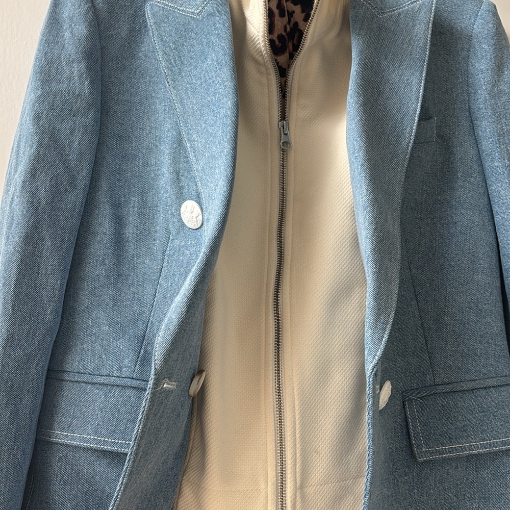 Veronica Beard Blue Double-Breasted Blazer - Picture 5 of 7